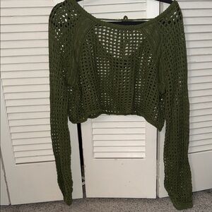 Lulu's Forest Green Open-Knit Sweater
